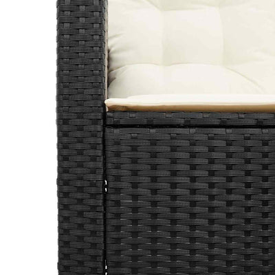 Garden Sofa with Table&Cushions L-shaped Black Poly Rattan