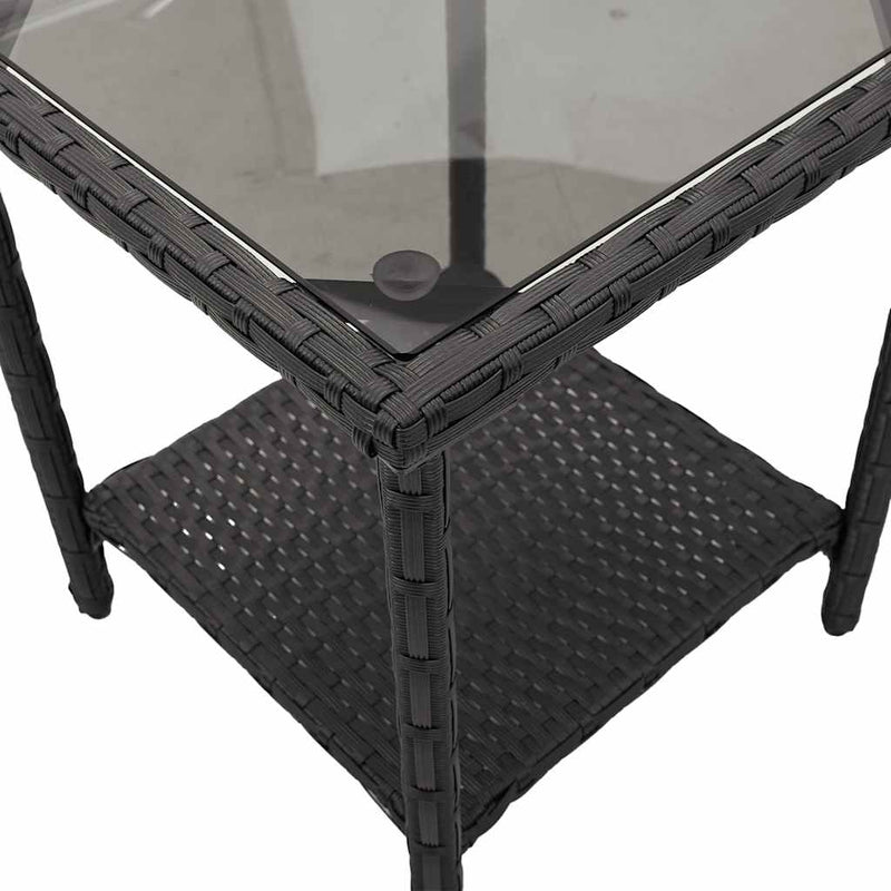 Garden Sofa with Table&Cushions L-shaped Black Poly Rattan