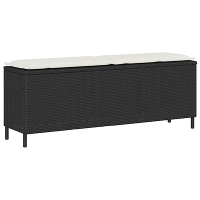 Garden Bench with Cushion Black 110x30x40.5 cm Poly Rattan