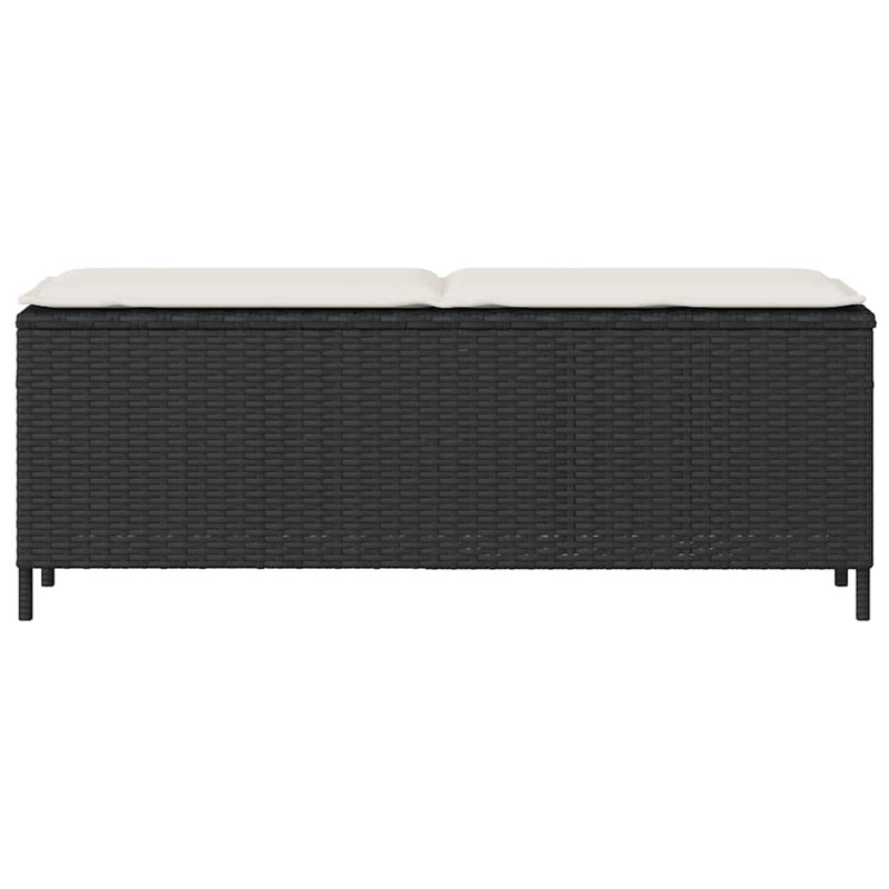 Garden Bench with Cushion Black 110x30x40.5 cm Poly Rattan