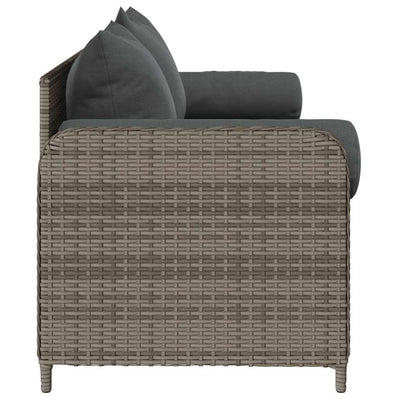 Garden Sofa with Cushions 3-Seater Grey Poly Rattan