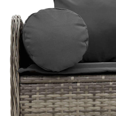 Garden Sofa with Cushions 3-Seater Grey Poly Rattan