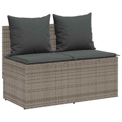 3 Piece Garden Dining Set with Cushions Grey Poly Rattan