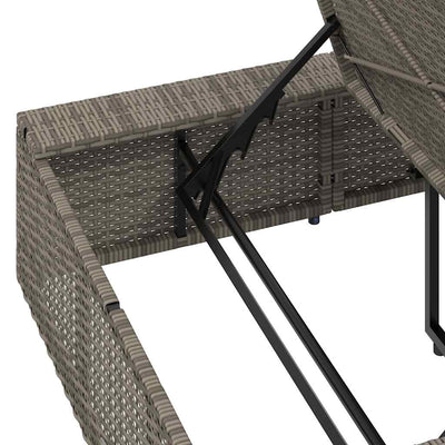 Sunbed with Floating Cushion Grey Poly Rattan