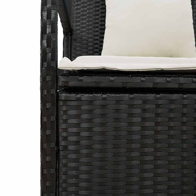 Garden Storage Bench with Cushion Black Poly Rattan