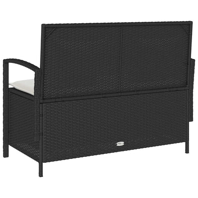 Garden Storage Bench with Cushion Black Poly Rattan