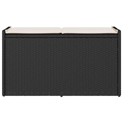 Outdoor Storage Bench with Cushion Black 100 cm Poly Rattan