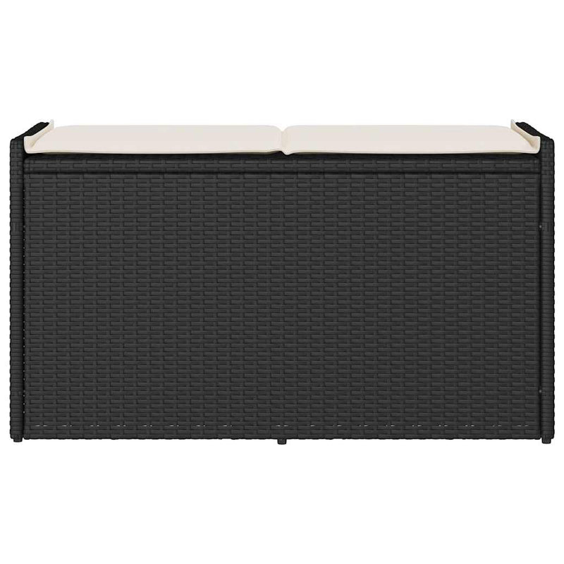 Outdoor Storage Bench with Cushion Black 100 cm Poly Rattan