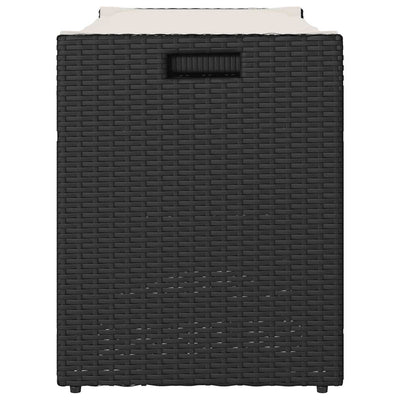 Outdoor Storage Bench with Cushion Black 100 cm Poly Rattan