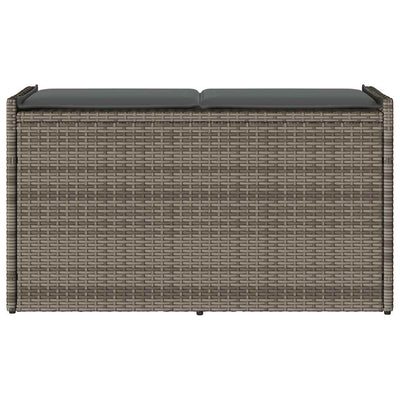 Outdoor Storage Bench with Cushion Grey 100 cm Poly Rattan