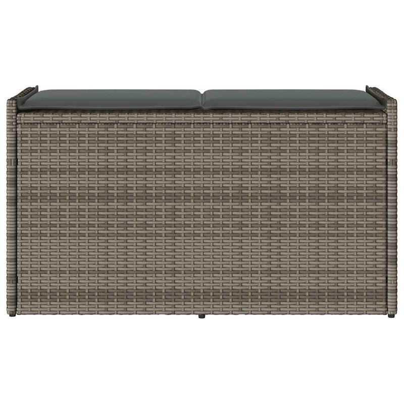 Outdoor Storage Bench with Cushion Grey 100 cm Poly Rattan