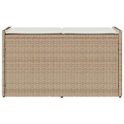 Outdoor Storage Bench with Cushion Beige 100 cm Poly Rattan