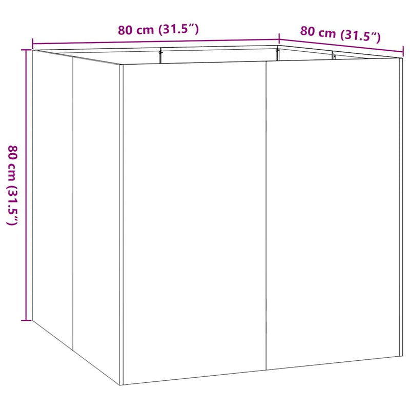 Planter 80x80x80 cm Galvanised Steel