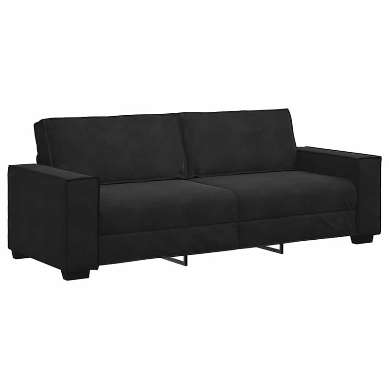 3 Piece Sofa Set with Cushions Black Velvet