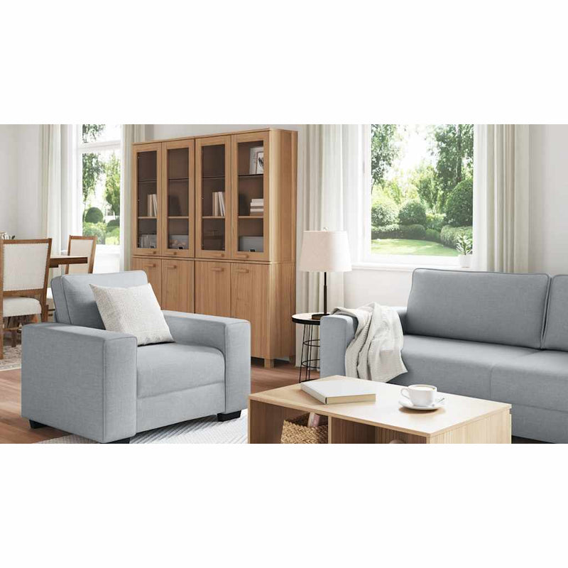 3 Piece Sofa Set with Cushions Light Grey Fabric