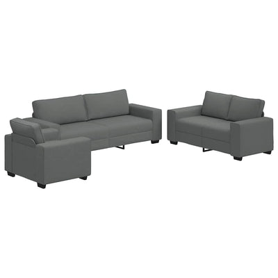 3 Piece Sofa Set with Cushions Dark Grey Fabric