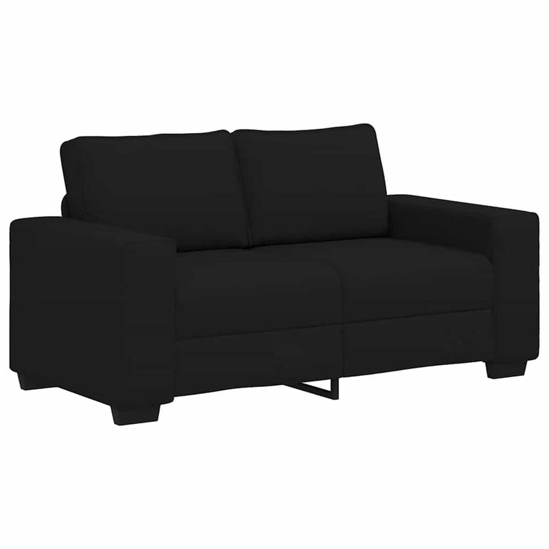 3 Piece Sofa Set with Cushions Black Fabric