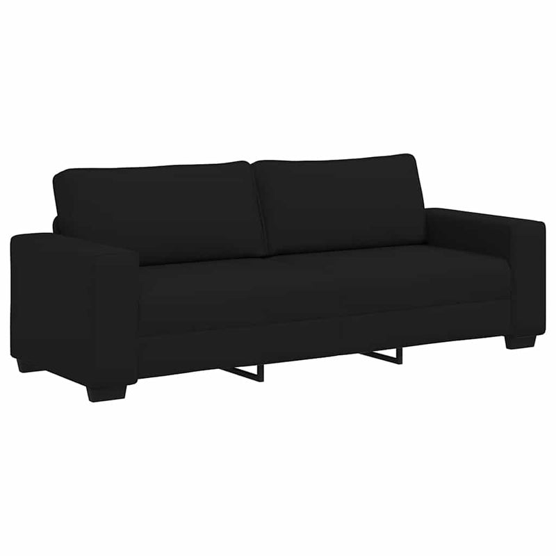 3 Piece Sofa Set with Cushions Black Fabric