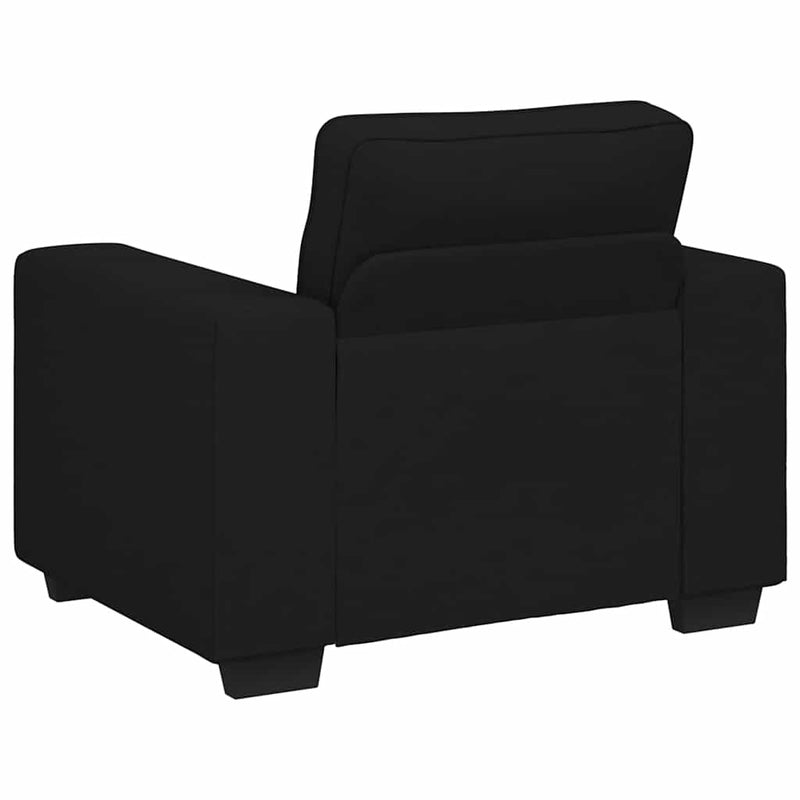 3 Piece Sofa Set with Cushions Black Fabric