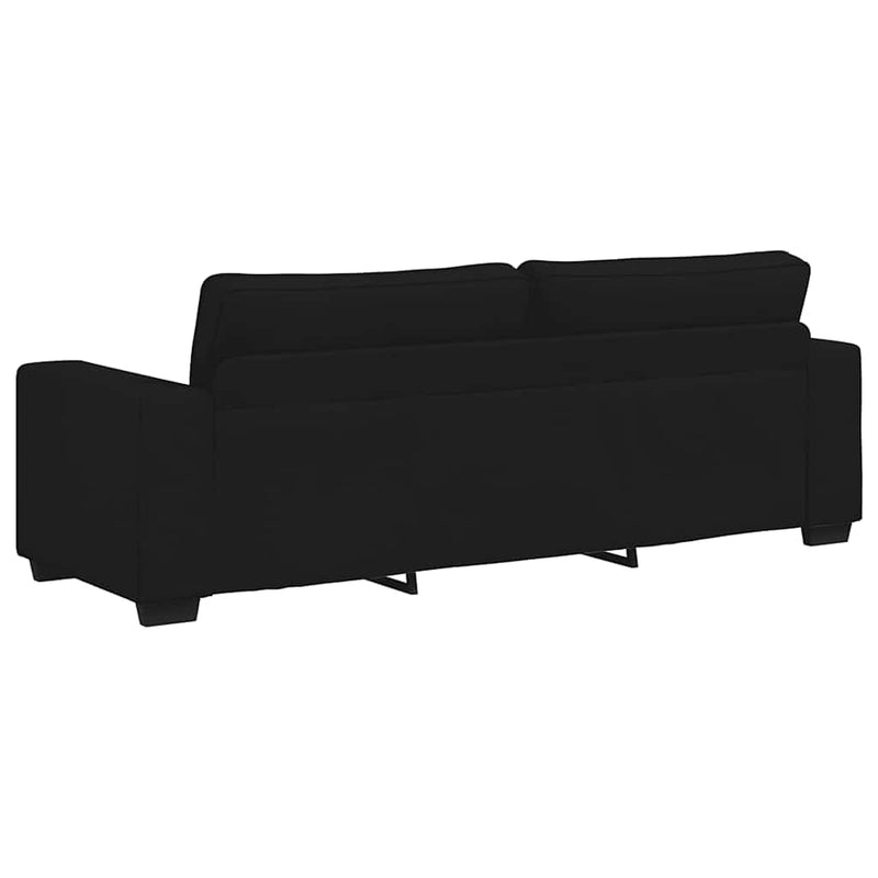 3 Piece Sofa Set with Cushions Black Fabric