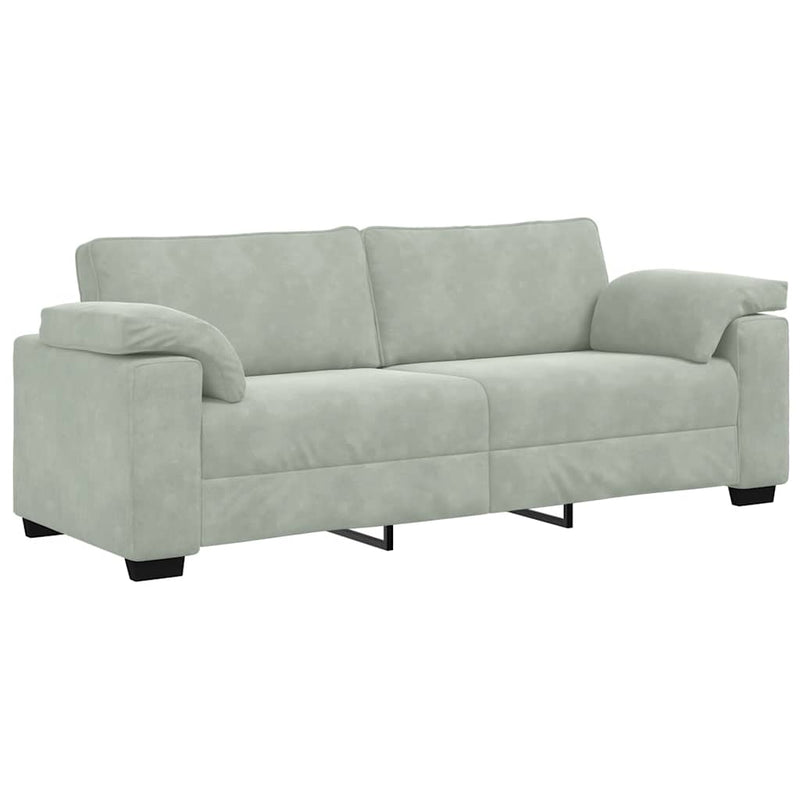 3 Piece Sofa Set with Cushions Light Grey Velvet