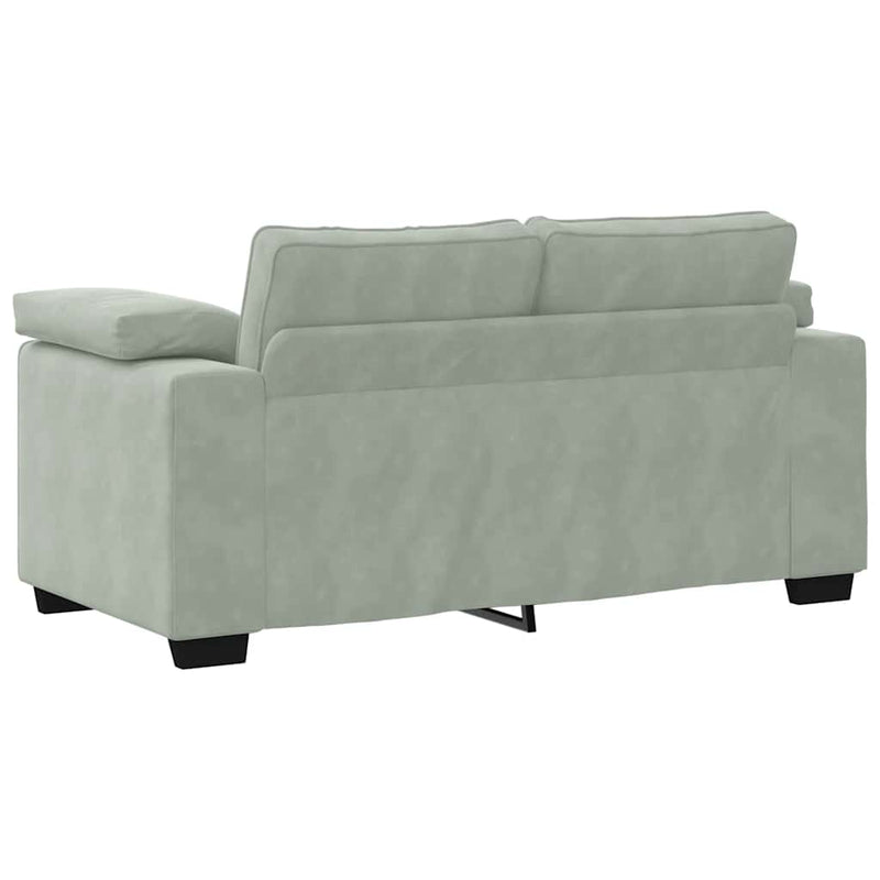 3 Piece Sofa Set with Cushions Light Grey Velvet