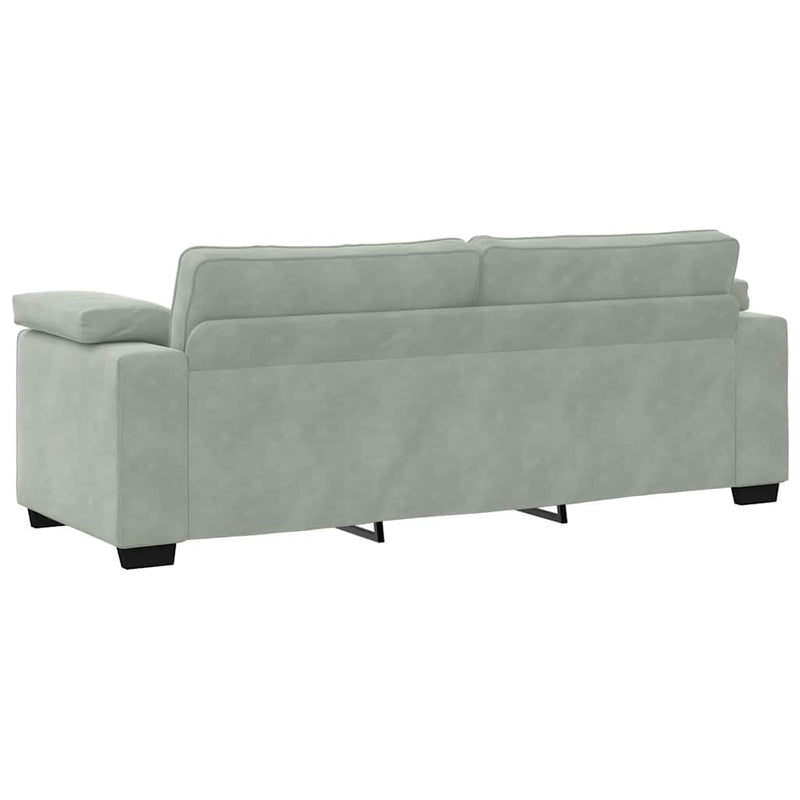 3 Piece Sofa Set with Cushions Light Grey Velvet