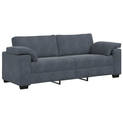 3 Piece Sofa Set with Cushions Dark Grey Velvet