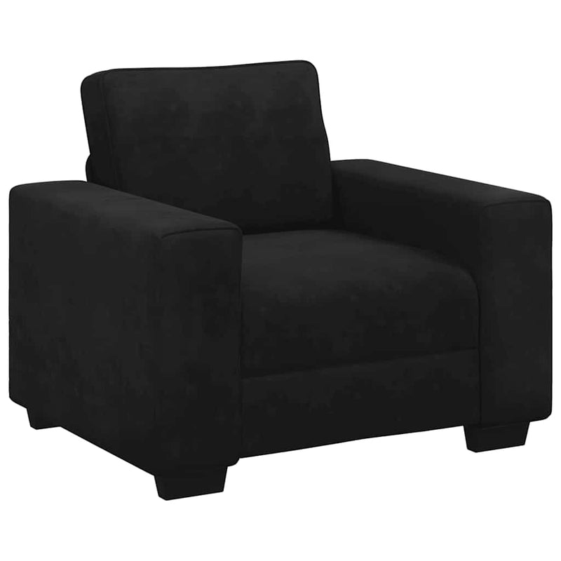 3 Piece Sofa Set with Cushions Black Velvet