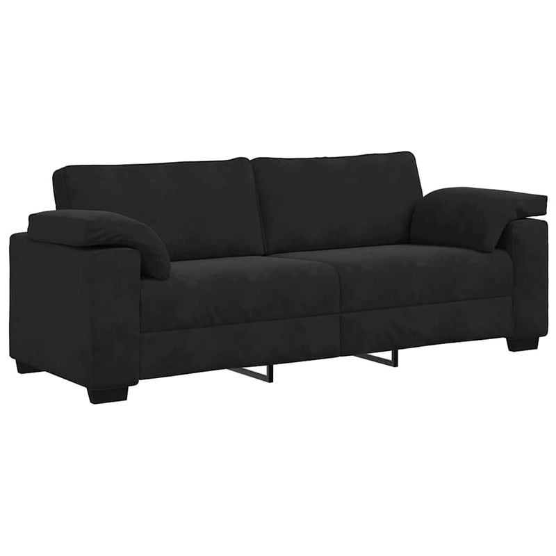 3 Piece Sofa Set with Cushions Black Velvet