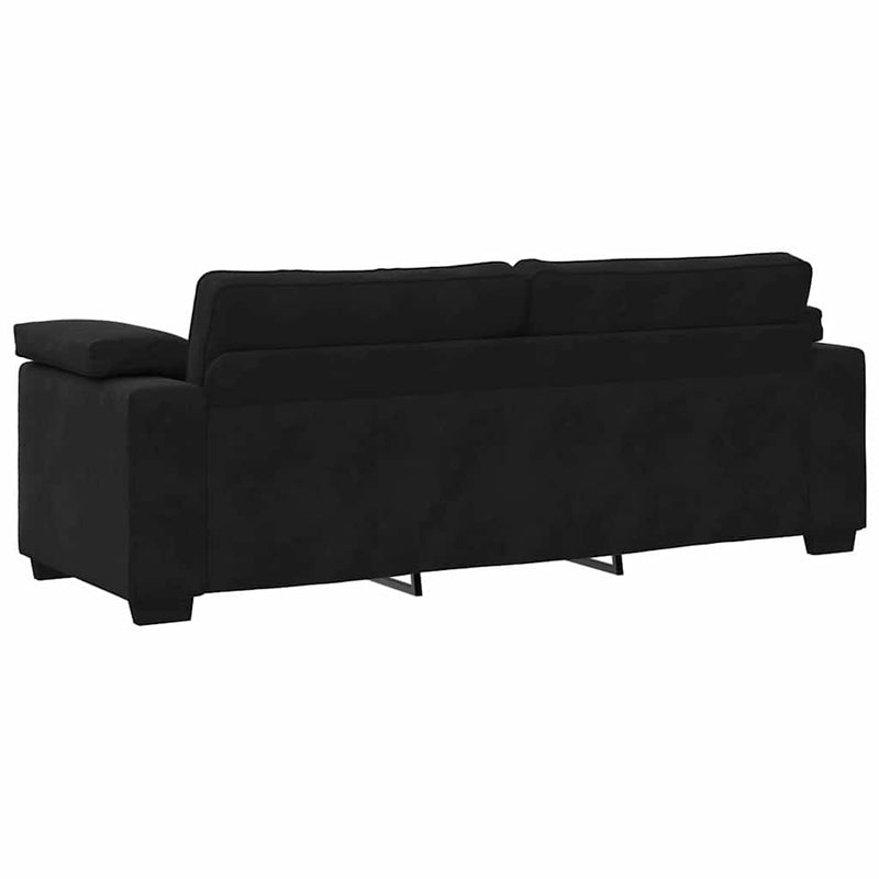 3 Piece Sofa Set with Cushions Black Velvet