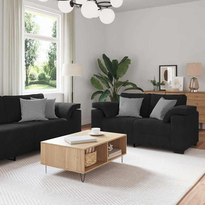 3 Piece Sofa Set with Cushions Black Velvet