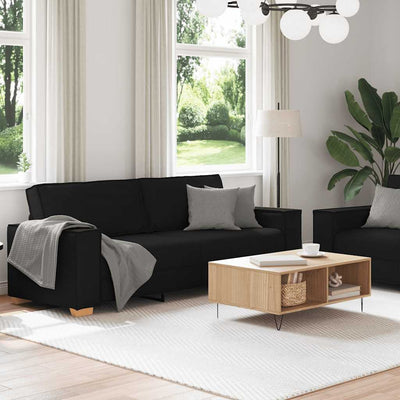 2 Piece Sofa Set with Cushions Black Fabric