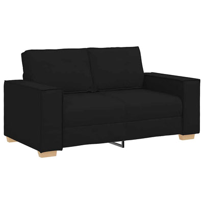 2 Piece Sofa Set with Cushions Black Fabric