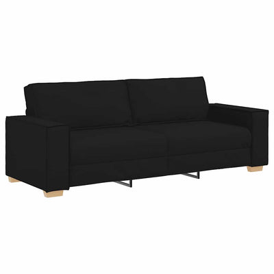 2 Piece Sofa Set with Cushions Black Fabric