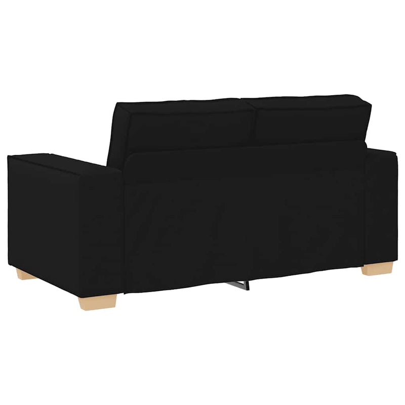 2 Piece Sofa Set with Cushions Black Fabric