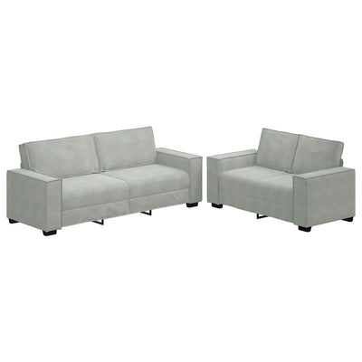 2 Piece Sofa Set with Cushions Light Grey Velvet