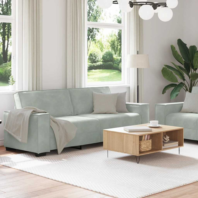 2 Piece Sofa Set with Cushions Light Grey Velvet