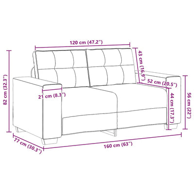 Loveseat Sofa Light Grey 120 cm Fabric