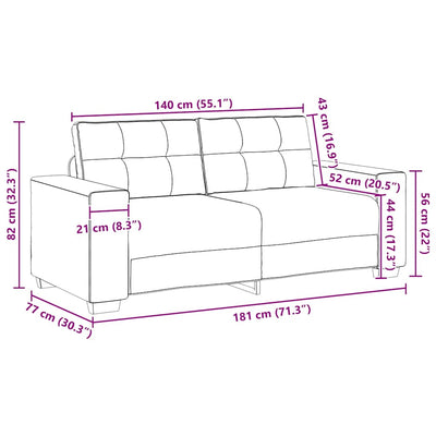 Loveseat Sofa Black 140 cm Fabric