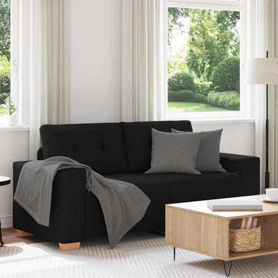 Loveseat Sofa Black 140 cm Fabric