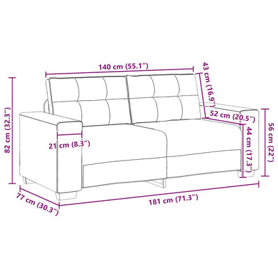 Loveseat Sofa Black 140 cm Velvet