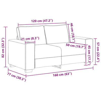 2-Seater Sofa Light Grey 120 cm Fabric