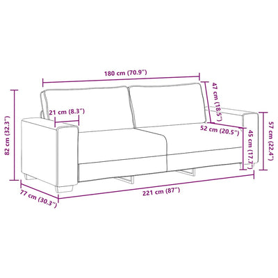 3-Seater Sofa Light Grey 180 cm Fabric