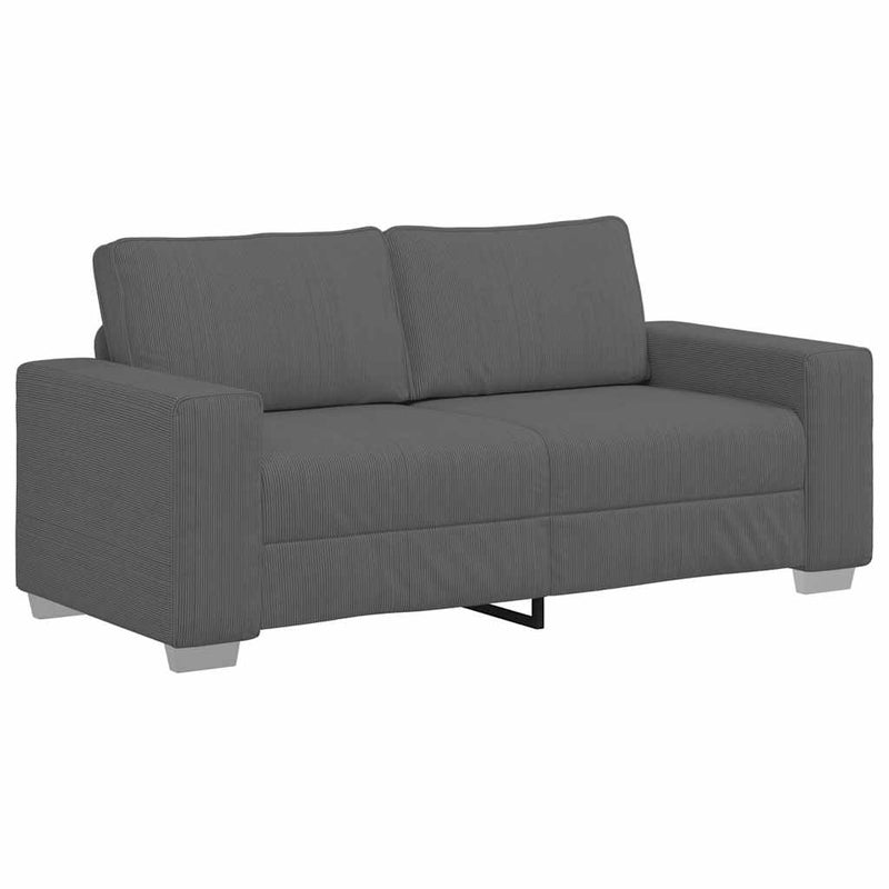 Loveseat Sofa Dark Grey 140 cm Corduroy Fabric