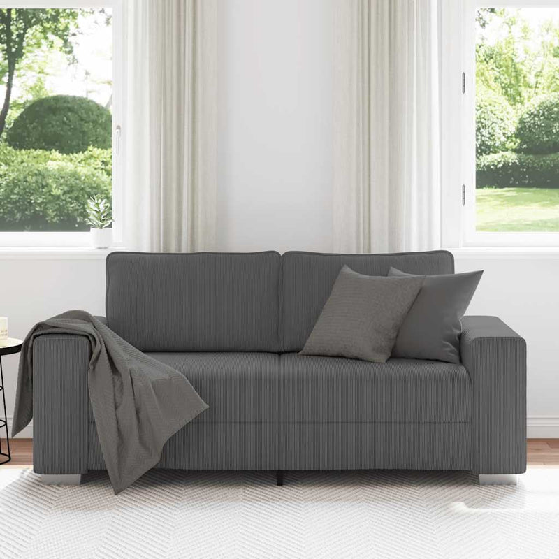 Loveseat Sofa Dark Grey 140 cm Corduroy Fabric