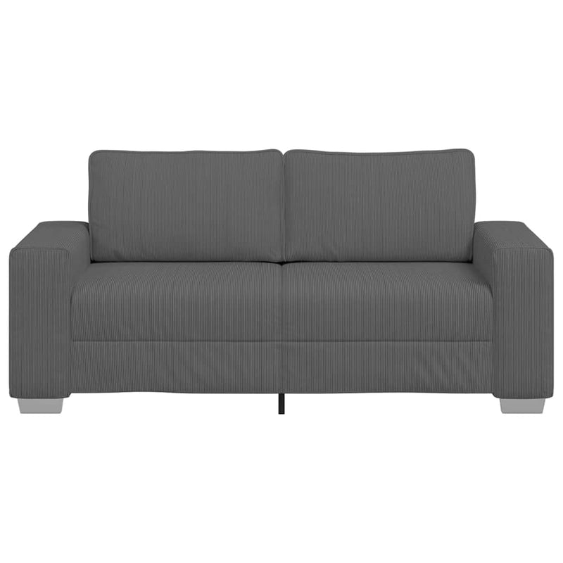 Loveseat Sofa Dark Grey 140 cm Corduroy Fabric