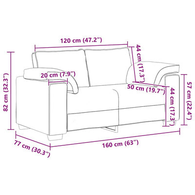 Loveseat Sofa Black 120 cm Velvet