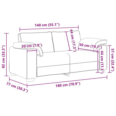 Loveseat Sofa Black 140 cm Velvet