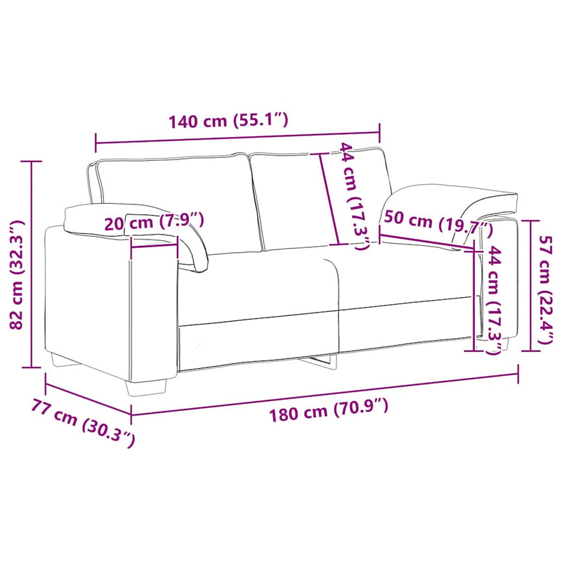 Loveseat Sofa Black 140 cm Velvet